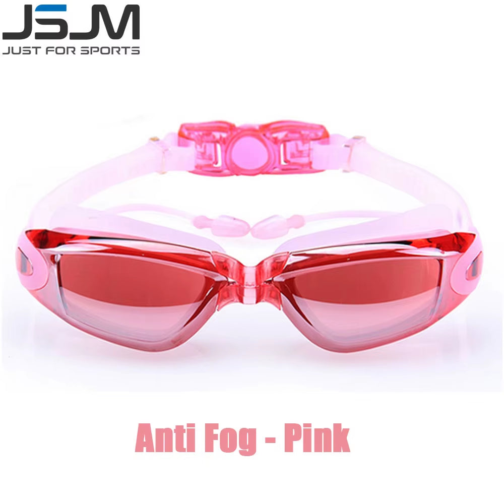 JSJM Professional Swimming Goggles Adult Anti-Fog Swim Glasses Waterproof Adjustable Silicone Swimming Glasses Eyewear Men Women